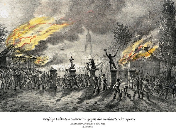 Hamburg - Demonstration gegen Torsperre Juni 1848